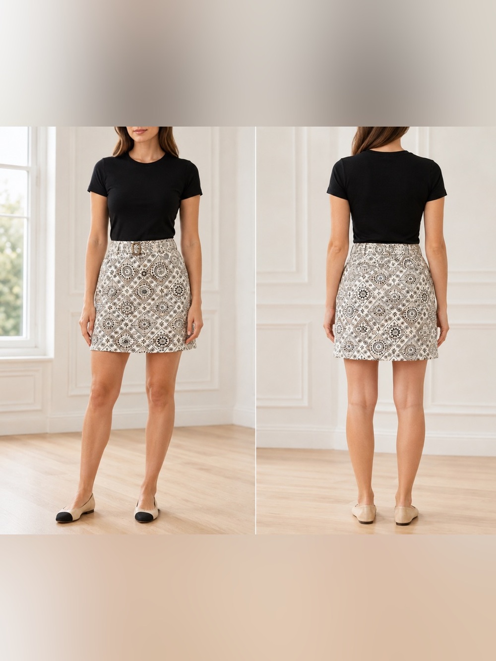 White Stag Stretch Belted Medallion Print Mini Skirt Size 18